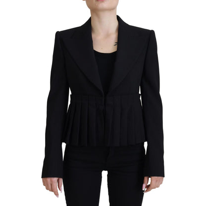 Dolce & Gabbana Black Single Breasted Fit Blazer Wool Jacket