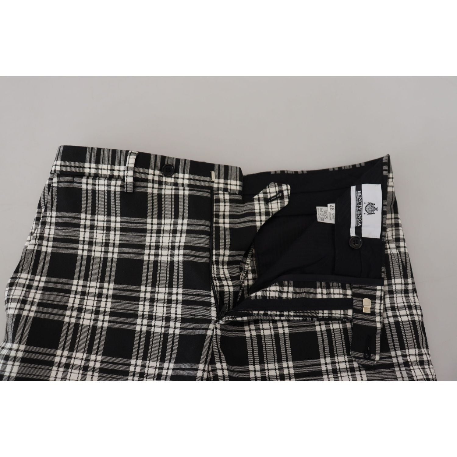 بنطلون BENCIVENGA أنيق من القطن الخالص باللون الأسود للرجال