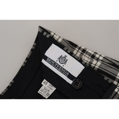 BENCIVENGA Black Checkered Cotton Men Casual Pants