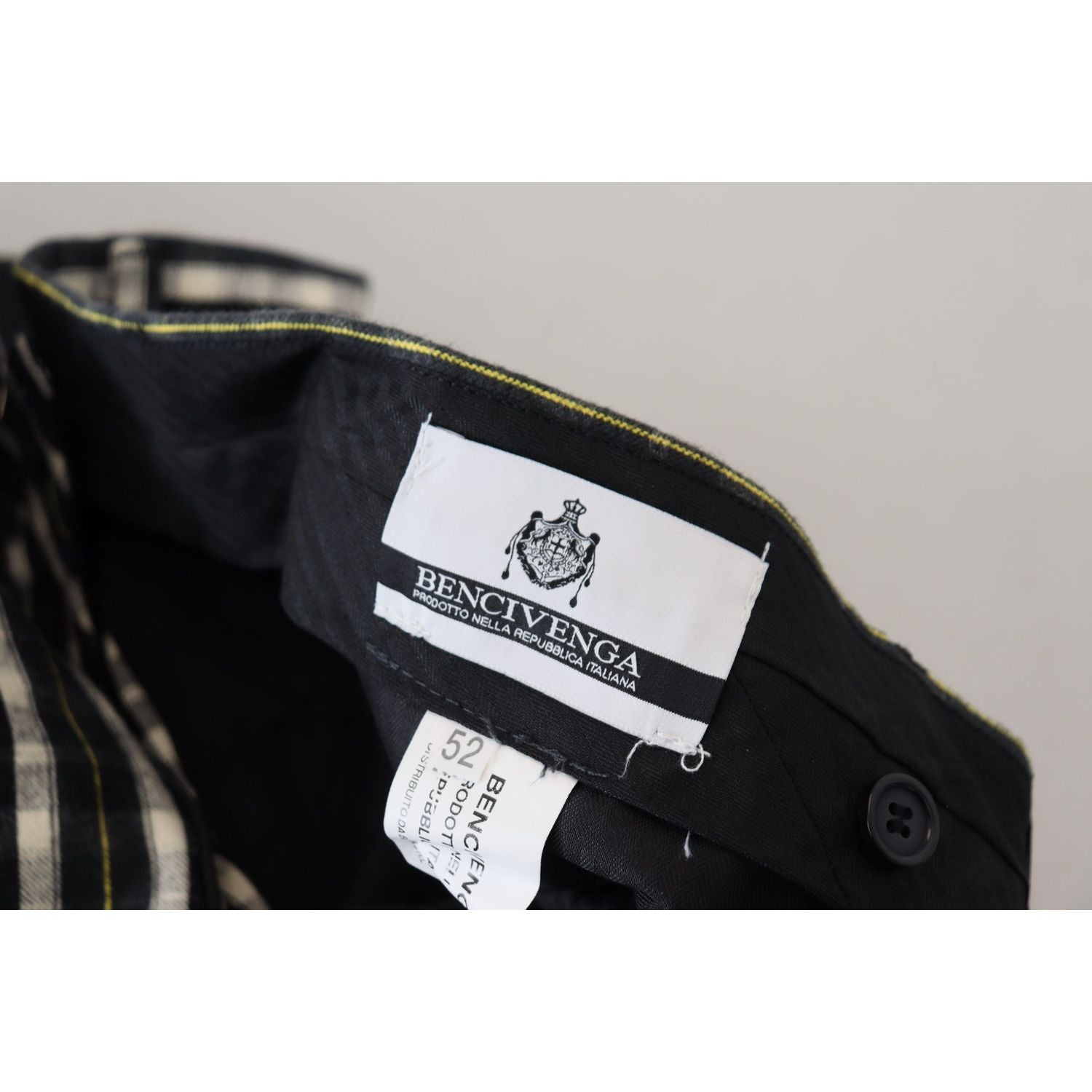 BENCIVENGA Black Checkered Cotton Casual Pants