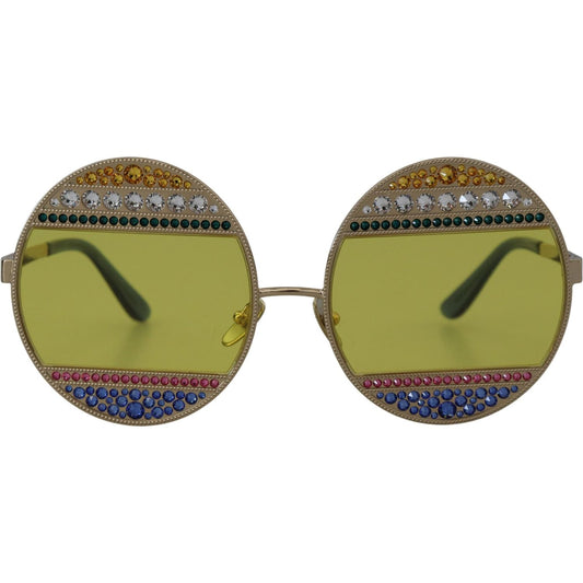 Dolce & Gabbana Crystal Embellished Gold Oval Sunglasses Dolce & Gabbana Dim Gray