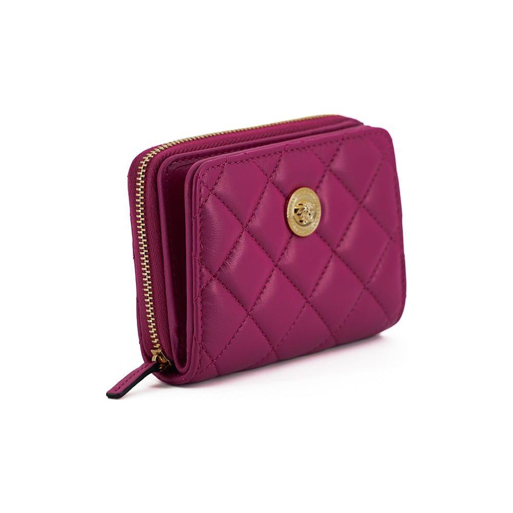 Versace Elegant Purple Quilted Leather Wallet