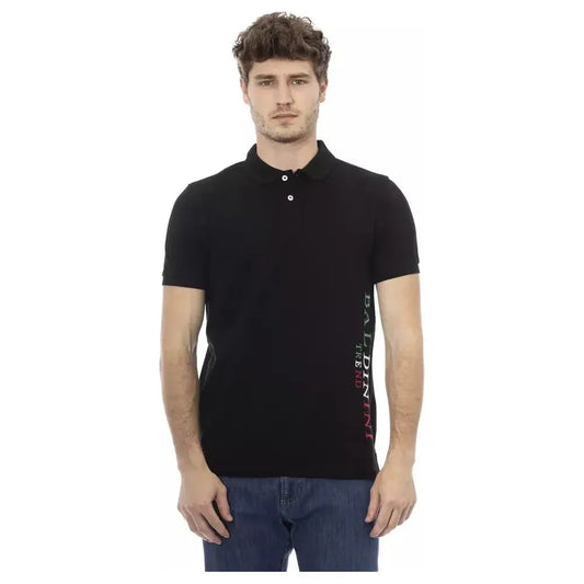 Baldinini Trend Black Cotton Men Polo Shirt Baldinini Trend Tan