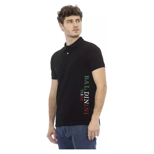 Baldinini Trend Black Cotton Men Polo Shirt Baldinini Trend Tan