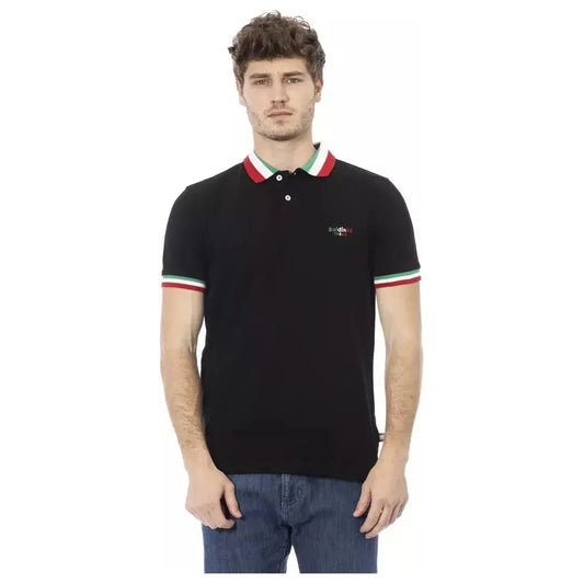 Baldinini Trend Black Cotton Men Polo Baldinini Trend Tan