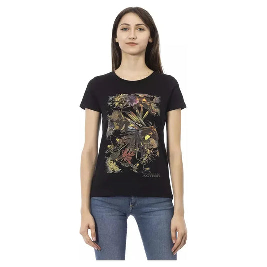Trussardi Action Black Cotton Women T-Shirt Trussardi Action Dark Slate Gray