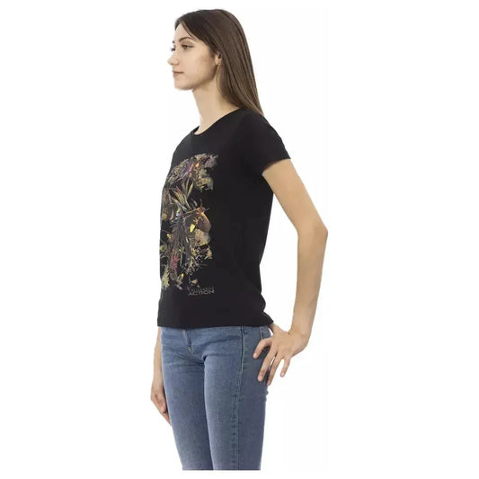 Trussardi Action Black Cotton Women T-Shirt Trussardi Action Dark Slate Gray