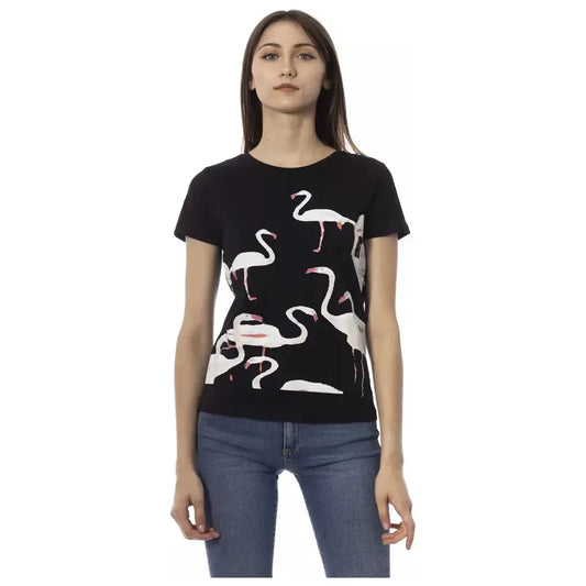 Trussardi Action Chic Black Short Sleeve Round Neck Tee Trussardi Action Tan