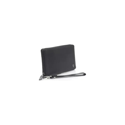 Automobili Lamborghini Black Calfskin Men Wallet Automobili Lamborghini Dark Slate Gray