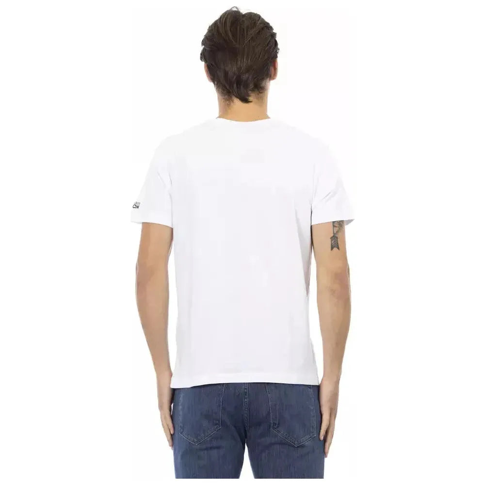 Trussardi Action White Cotton Men's V-Neck T-Shirt