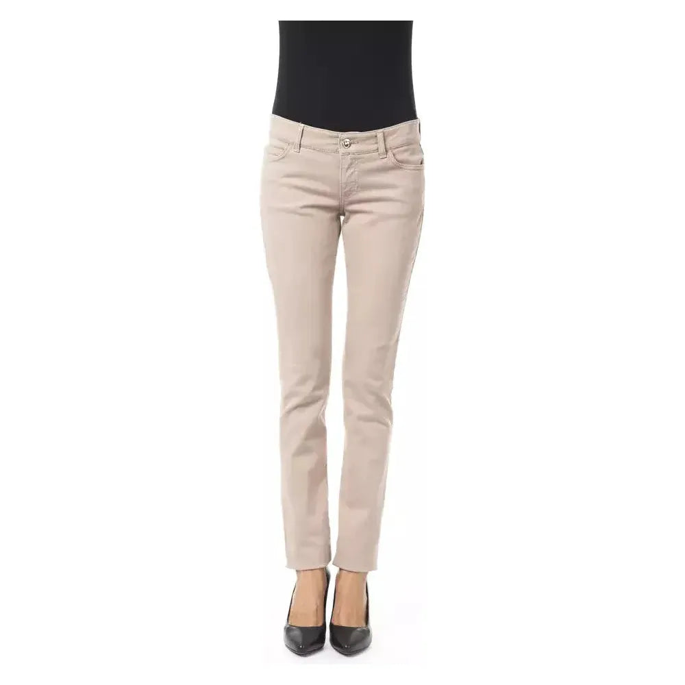 BYBLOS Beige Cotton Women Slim Pant