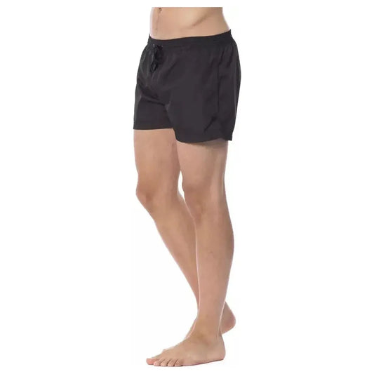 Roberto Cavalli Sport Black Polyester Men Swimsuit Roberto Cavalli Sport Rosy Brown