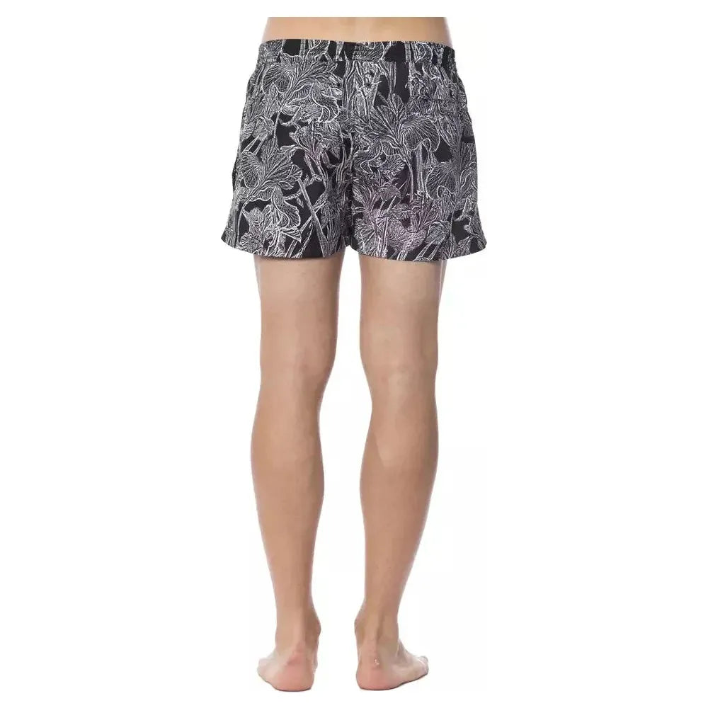 Roberto Cavalli Sport Black Polyester Men Swimsuit