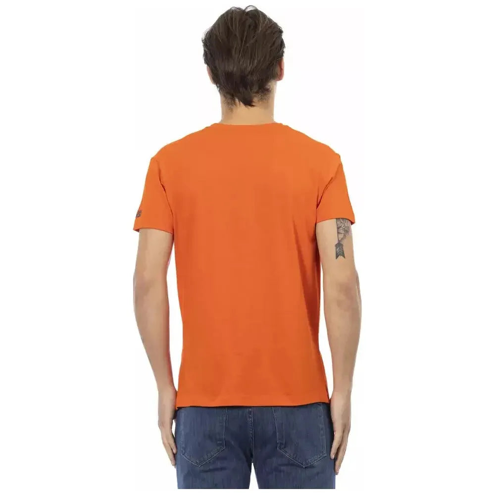 Trussardi Action Orange Cotton Men V-Neck T-Shirt