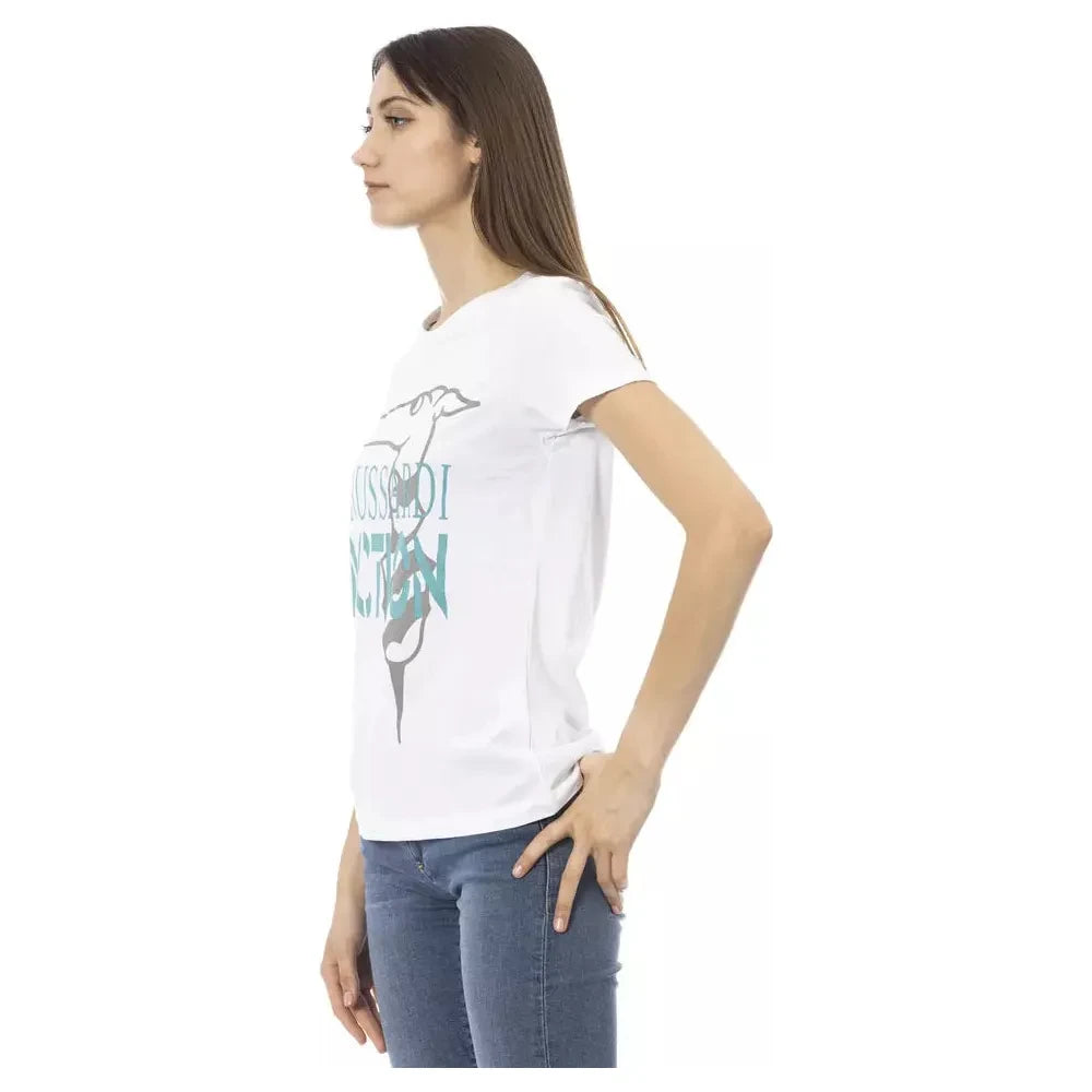 Trussardi Action Chic White Printed Tee: Summer Wardrobe Essential