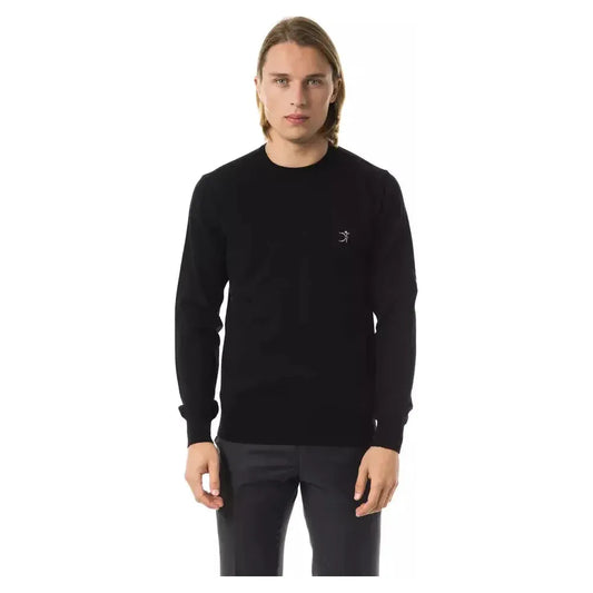 Uominitaliani Black Merino Wool Men Sweater Uominitaliani Black