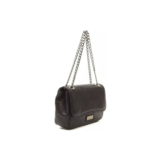 Pompei Donatella Black Leather Women Crossbody Bag Pompei Donatella Dark Slate Gray