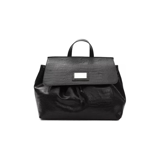 Pompei Donatella Black Leather Women Handbag Backpack Pompei Donatella Dark Slate Gray