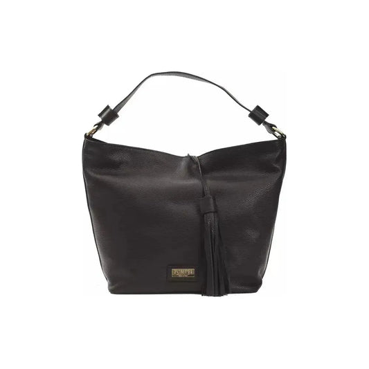 Pompei Donatella Black Leather Women Shoulder Bag Pompei Donatella Dark Slate Gray