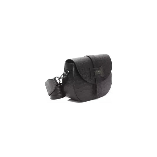 Pompei Donatella Black Leather Women Crossbody Bag Pompei Donatella Dark Slate Gray