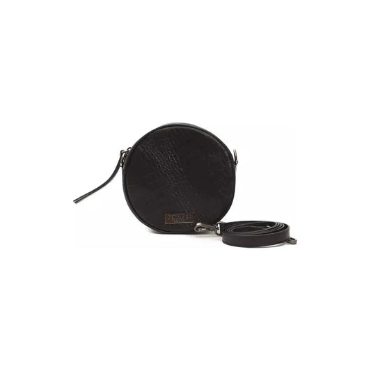 Pompei Donatella Black Leather Women Crossbody Bag Pompei Donatella Dark Slate Gray