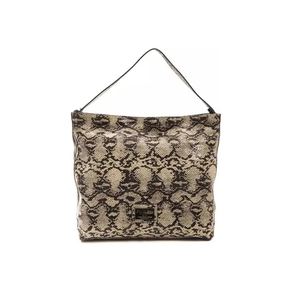 Pompei Donatella Gray Leather Women Shoulder Bag