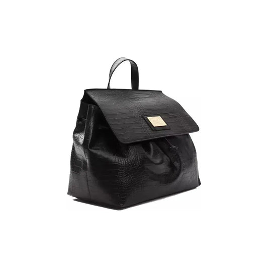 Pompei Donatella Black Leather Women Handbag Backpack Pompei Donatella Dark Slate Gray