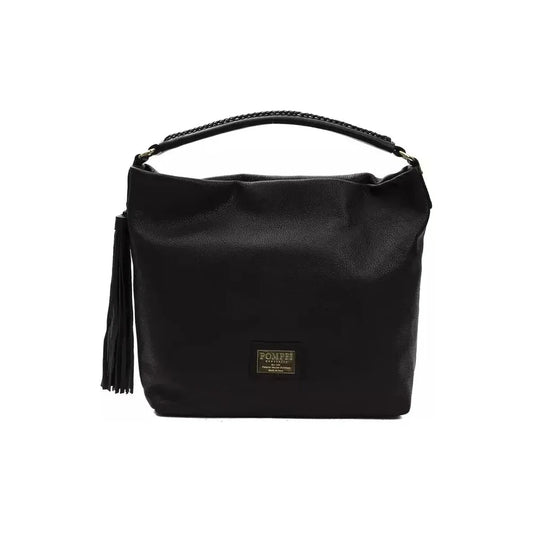 Pompei Donatella Black Leather Women Shoulder Bag Pompei Donatella Black