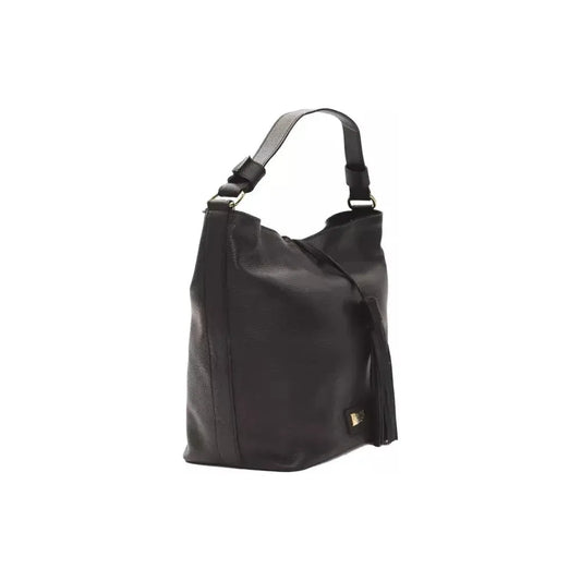 Pompei Donatella Black Leather Women Shoulder Bag Pompei Donatella Dark Slate Gray