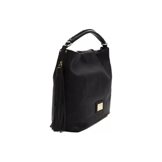 Pompei Donatella Black Leather Women Shoulder Bag Pompei Donatella Dark Slate Gray
