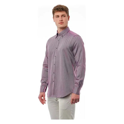 Bagutta Burgundy Cotton Men Shirt
