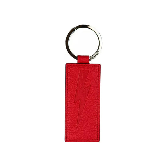 Neil Barrett Red Leather Men Keychain Neil Barrett Firebrick