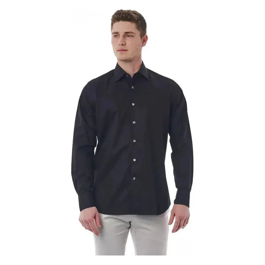 Bagutta Black Cotton Men's Shirt Bagutta Dark Slate Gray