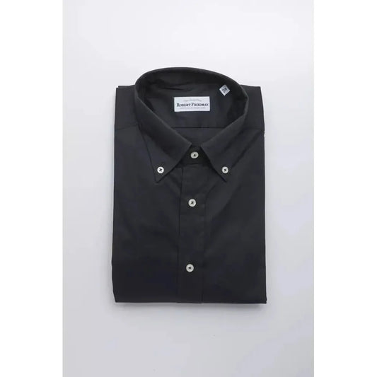 Robert Friedman Black Cotton Men Shirt Robert Friedman Light Gray