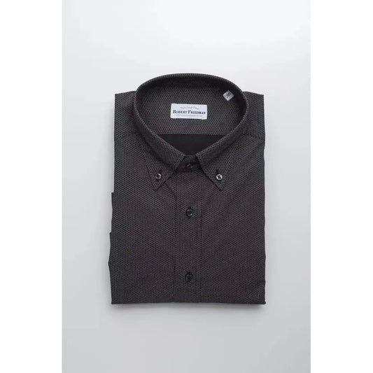Robert Friedman Black Cotton Men's Shirt Robert Friedman Dark Slate Gray