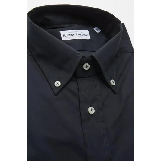 Robert Friedman Black Cotton Men Shirt Robert Friedman Dark Slate Gray
