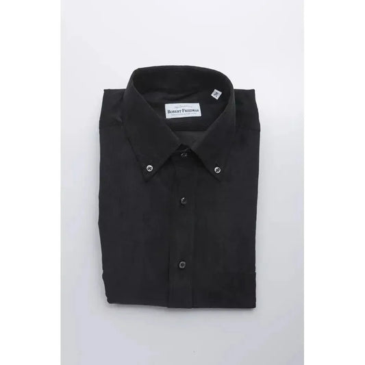 Robert Friedman Black Cotton Men Shirt Robert Friedman Light Gray