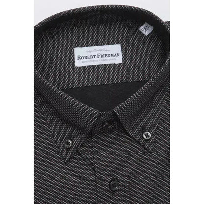 Robert Friedman Black Cotton Men Shirt
