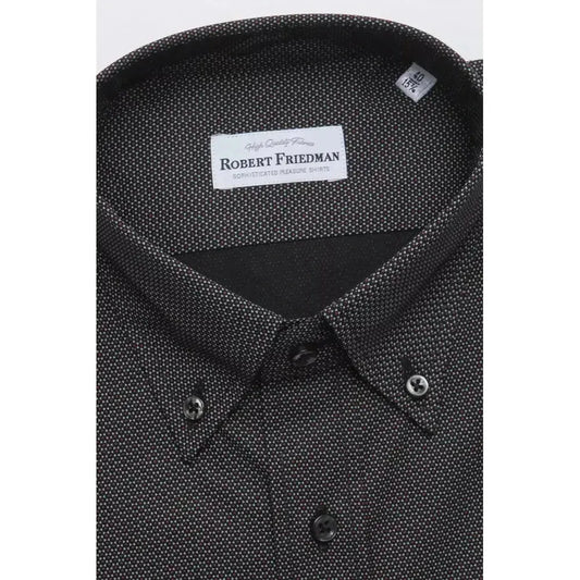 Robert Friedman Black Cotton Men's Shirt Robert Friedman Dark Slate Gray