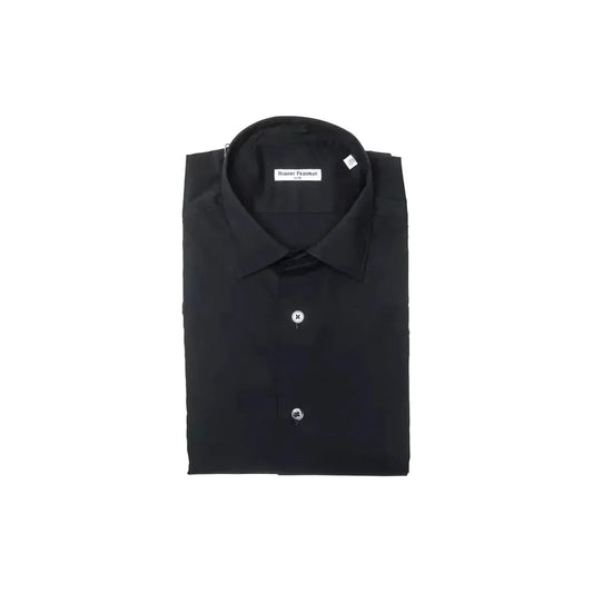 Robert Friedman Black Cotton Men Shirt Robert Friedman Dark Slate Gray