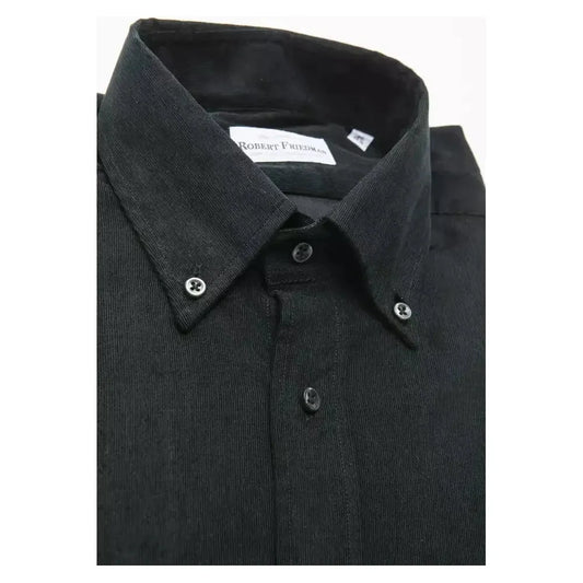 Robert Friedman Black Cotton Men Shirt Robert Friedman Dark Slate Gray