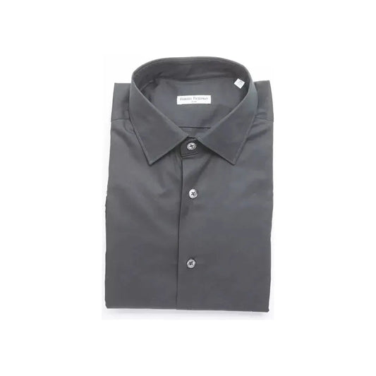 Robert Friedman Black Cotton Men Shirt Robert Friedman Dim Gray
