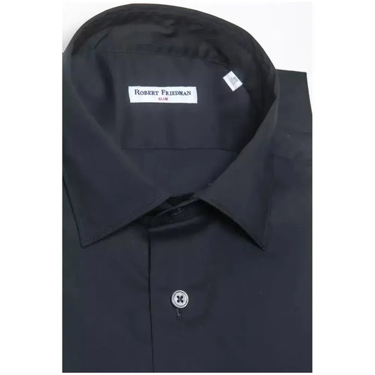 Robert Friedman Black Cotton Men Shirt Robert Friedman Dark Slate Gray