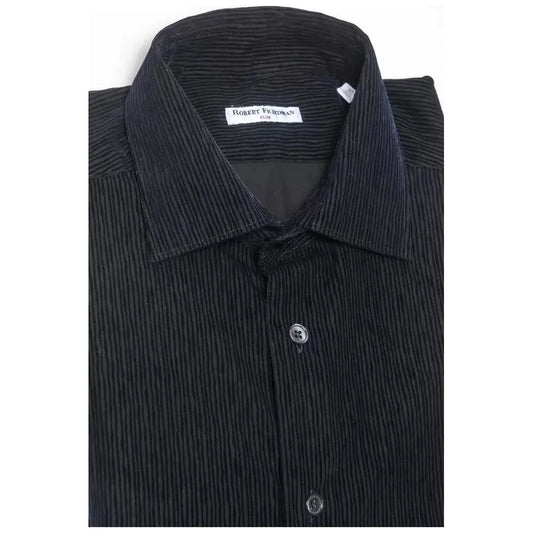 Robert Friedman Black Cotton Men Shirt Robert Friedman Dark Slate Gray