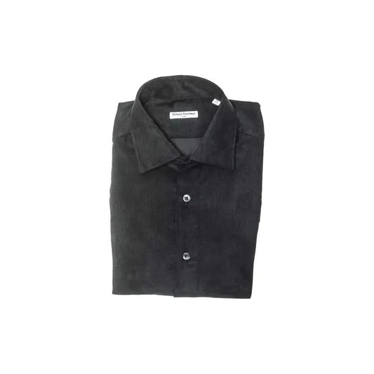 Robert Friedman Black Cotton Men Shirt Robert Friedman Dark Slate Gray