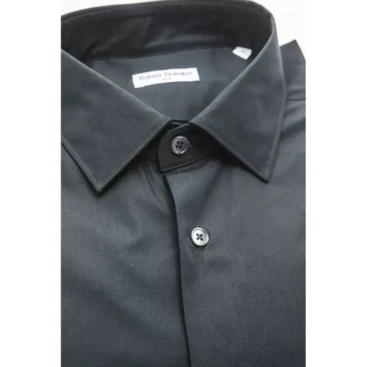 Robert Friedman Black Cotton Men Shirt Robert Friedman Dark Slate Gray