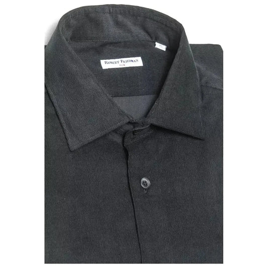 Robert Friedman Black Cotton Men Shirt Robert Friedman Dark Slate Gray