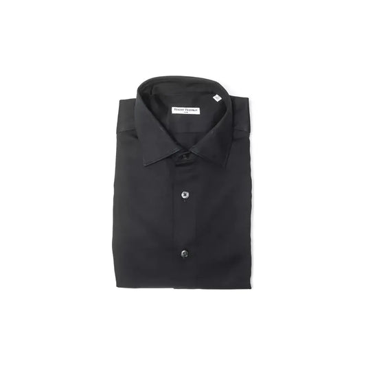 Robert Friedman Black Cotton Men Shirt Robert Friedman Dark Slate Gray