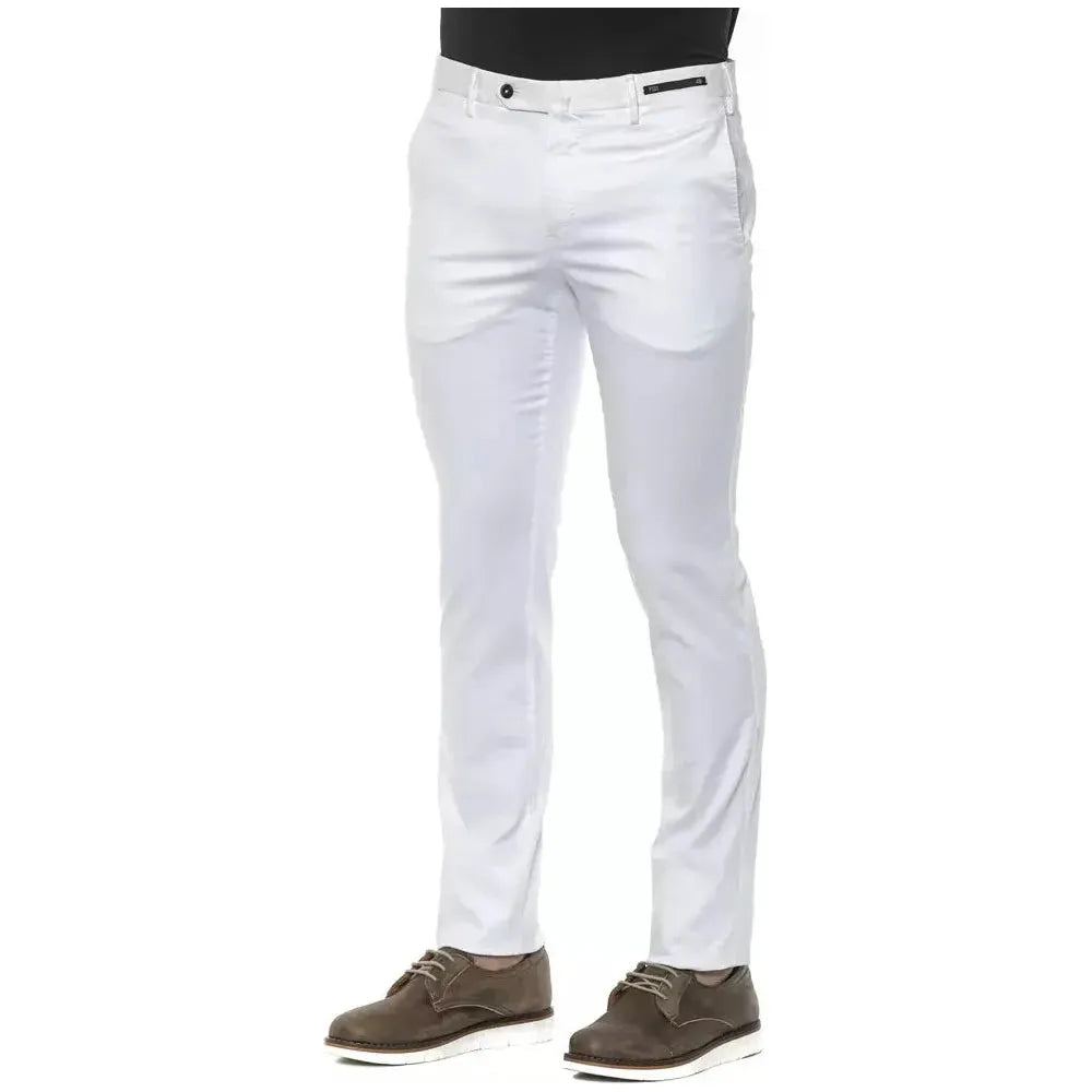 PT Torino White Cotton Men Slim Trouser Jeans & Pants
