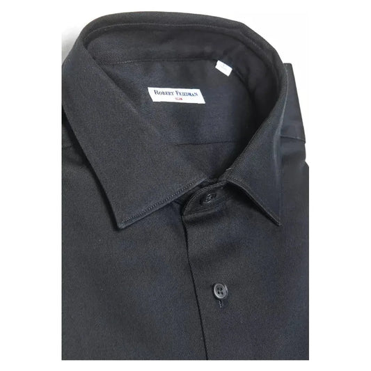 Robert Friedman Black Cotton Men Shirt Robert Friedman Dark Slate Gray